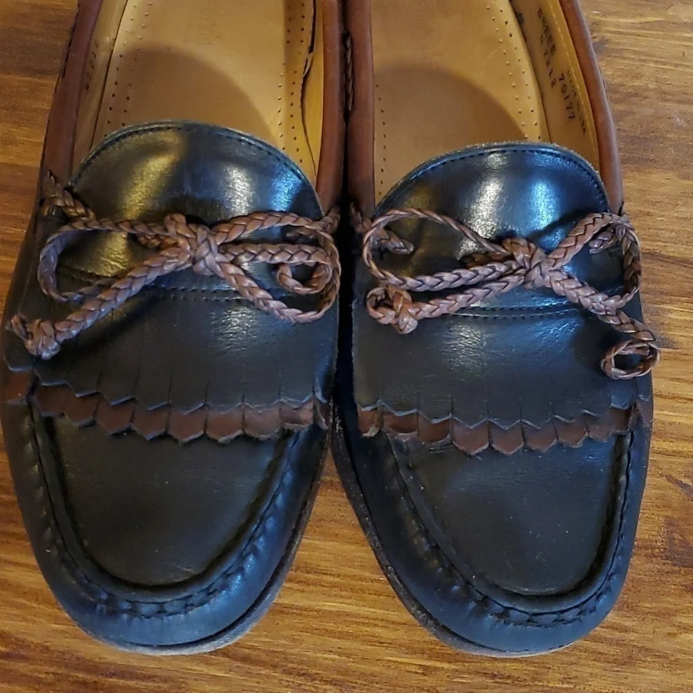 Allen Edmonds| Woodstock Black Comfort Men Loafers 2 Tone Slip On Tassels Sz.8.5